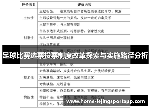 足球比赛选票投票制度改革探索与实施路径分析